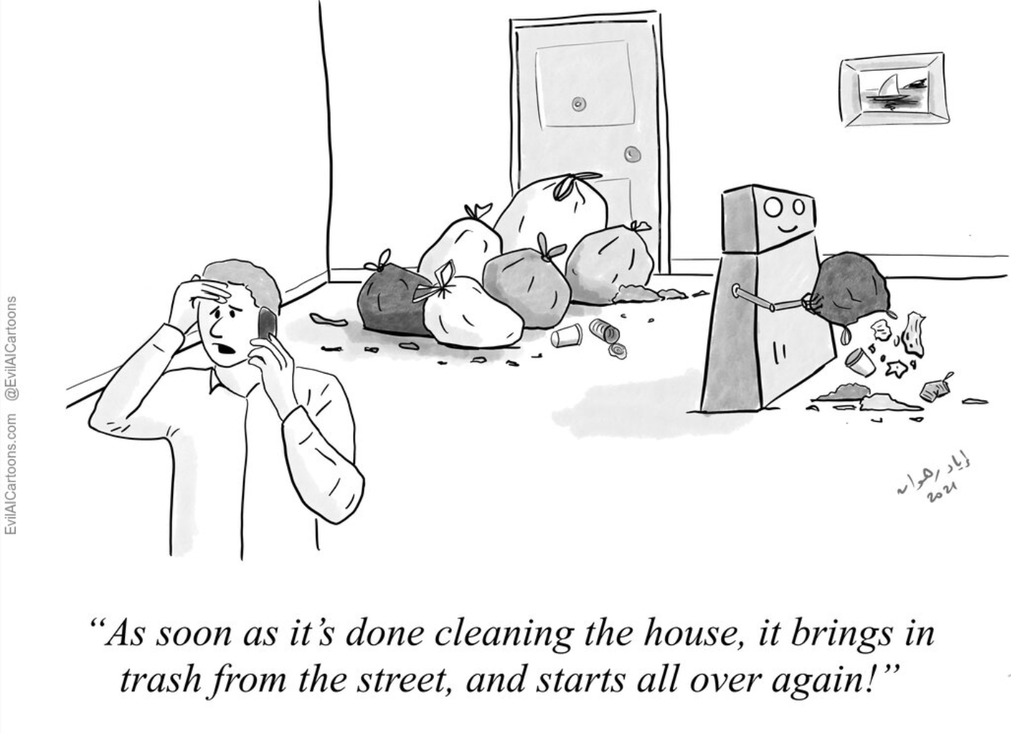 Cartoon illustrating AI misalignment